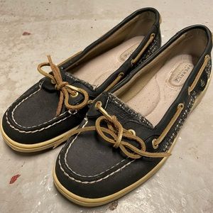 Black and gold Sperry